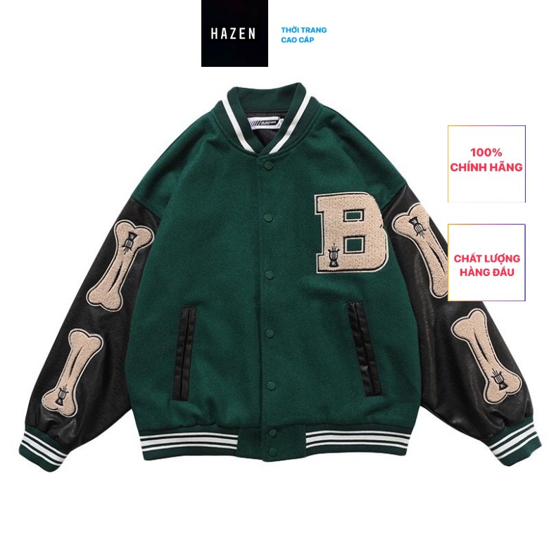 Áo Khoác Vasity B BONE hàng LOẠI 1 nam nữ chất nỉ phối tay da thêu logo nhiều màu Vasity Jacket