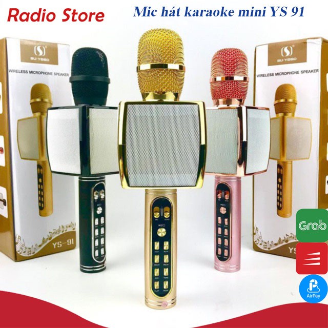 [Mã ELFLASH5 giảm 20K đơn 50K] Micro karaoke bluetooth YS-91, mic cầm tay kèm loa không dây hỗ trợ kết nối thẻ nhớ, usb