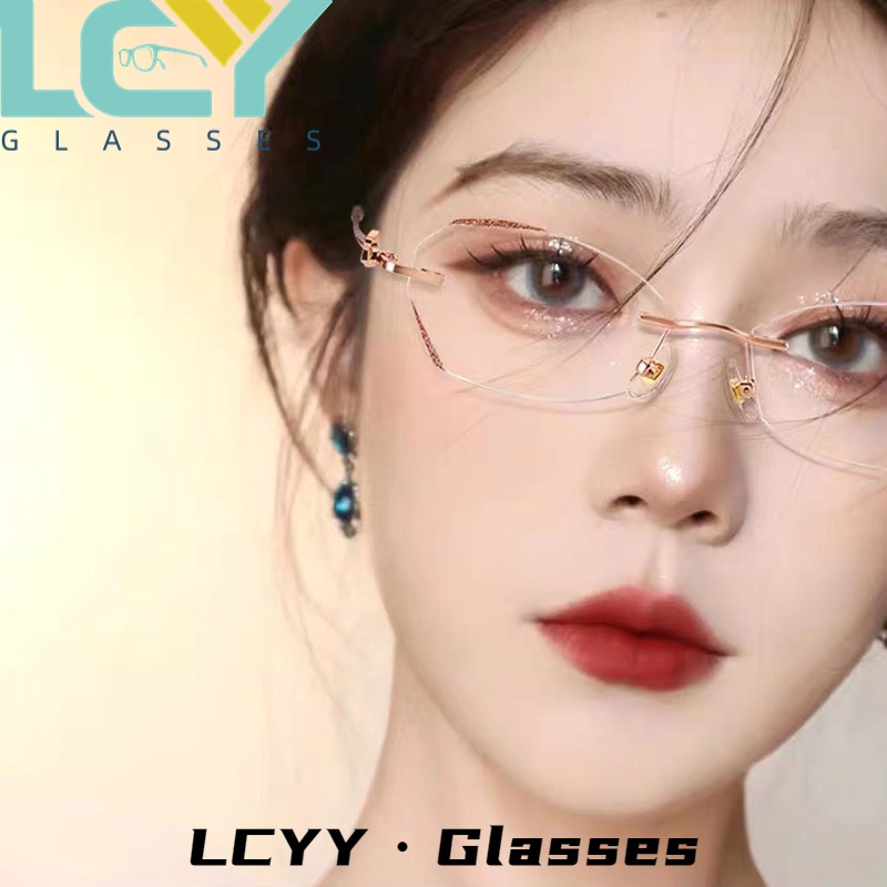 Mắt Kính HD-0 Không Gọng Chống Ánh Sáng Xanh Lam Chất Liệu Kim Loại Thời Trang LCYY2022 Cho Nữ°-5.0°Spot / 6014