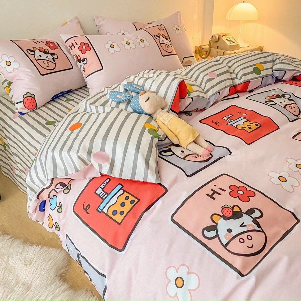 Bộ chăn ga gối cotton poly thoáng mát Emmibedding Store