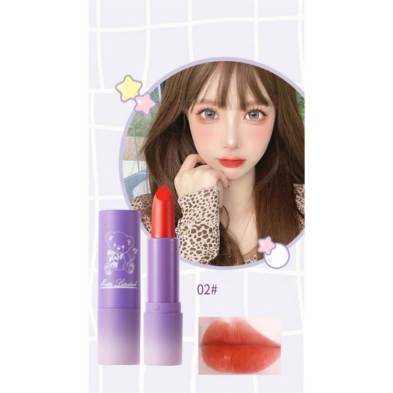 Son Môi Son kem lì Koujing Gấu Matte Son Môi Lụa Sương Mù Nhung Tình Yêu Đào Đậu Cát Son Môi là không dễ dàng phai nhạt và không dễ dàng để Dip trong cốc COD