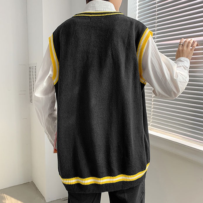 Áo khoác không tay dáng rộng phong áo khoác unisex áo len nam hàn quốc