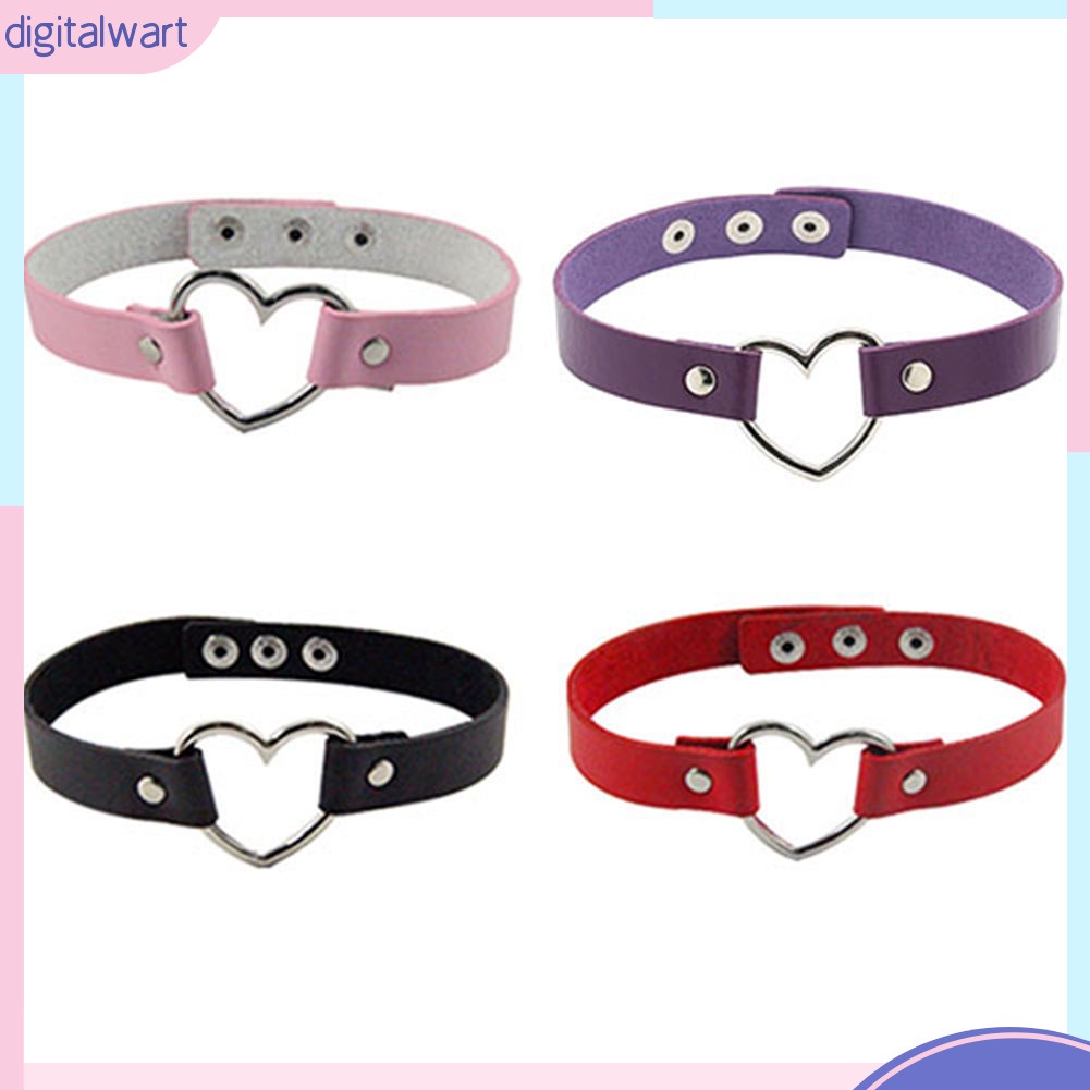 Vòng cổ choker da nhân tạo mặt trái tim kim loại phong cách Gothic trẻ trung cá tính dành cho nữ