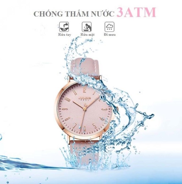 Đồng hồ Julius Nữ Julius JA-1017D dây da (Hồng)