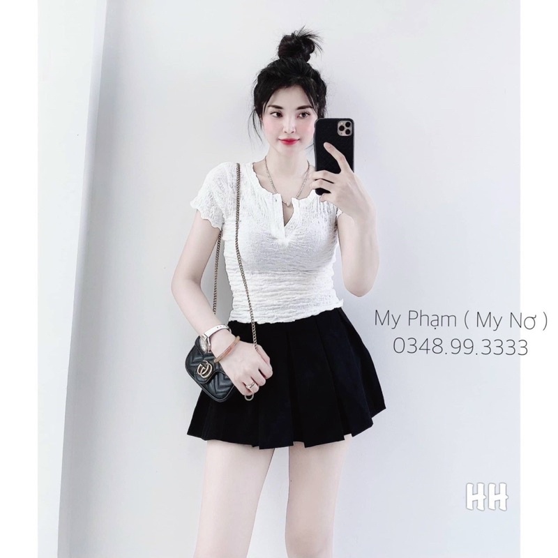 Áo xốp nhăn cúc cộc tay siêu hot