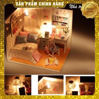 [HÀNG CAO CẤP] Đồ chơi trẻ em Mô hình nhà gỗ DIY tinh tế, đáng yêu tặng kèm kiếng chống bụi