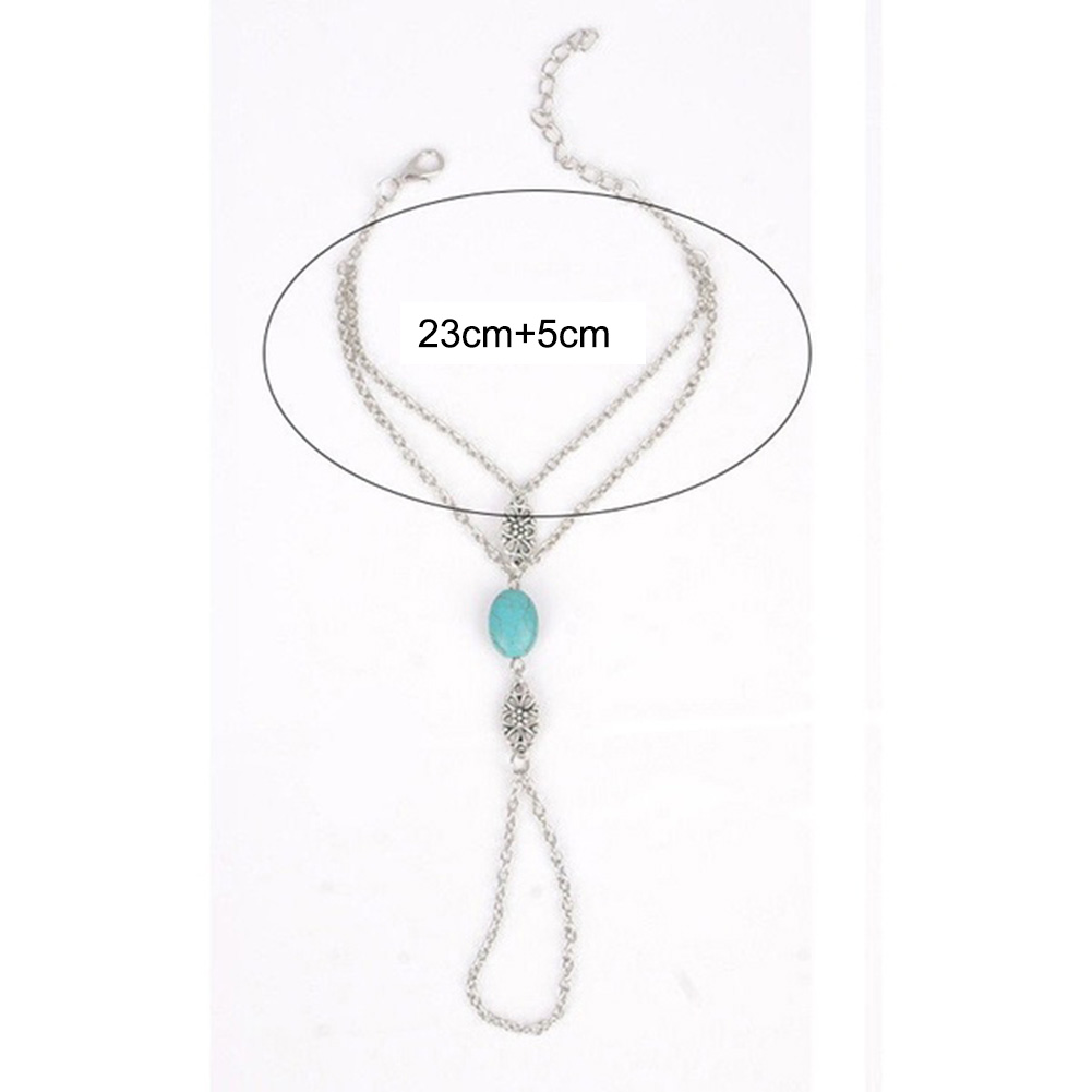 Vòng Tay Kèm Nhẫn Đính Đá Ngọc Lam Nhân Tạo Thời Trang