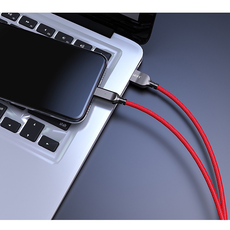 Cáp sạc tự ngắt và truyền dữ liệu Pisen AL26-1200 cổng Lightning dài 1.2M cho iPhone/iPad, dây dù, có đèn báo sạc