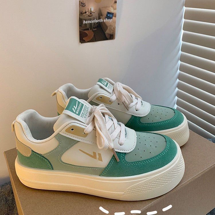 Giày Thể Thao Trắng Mũi To Phong Cách Hàn Quốc Dễ Phối Đồ Thời Trang Mùa Xuân Cho Học Sinh
