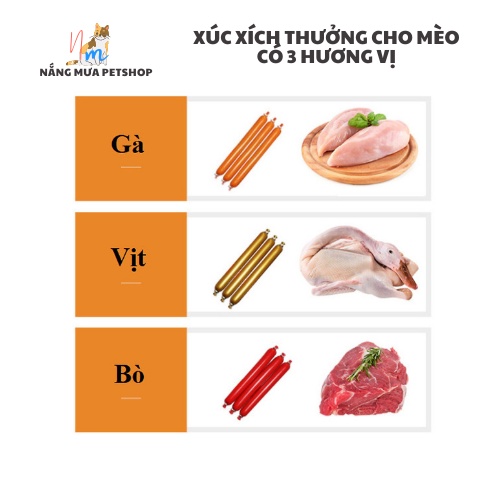 Xúc xích cho chó, mèo, hamter thức ăn cho chó mèo dinh dưỡng 15gr_ Mua 10 tặng 1