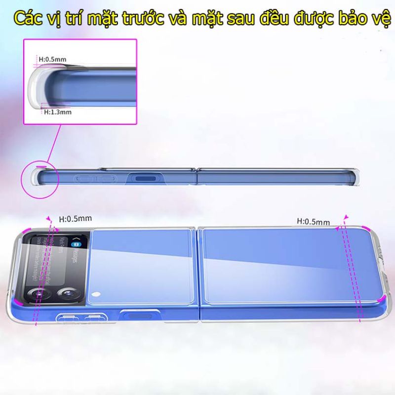 ốp lưng samsung Z Flip 4 / Z flip 3 trong cứng suốt khoe màu máy