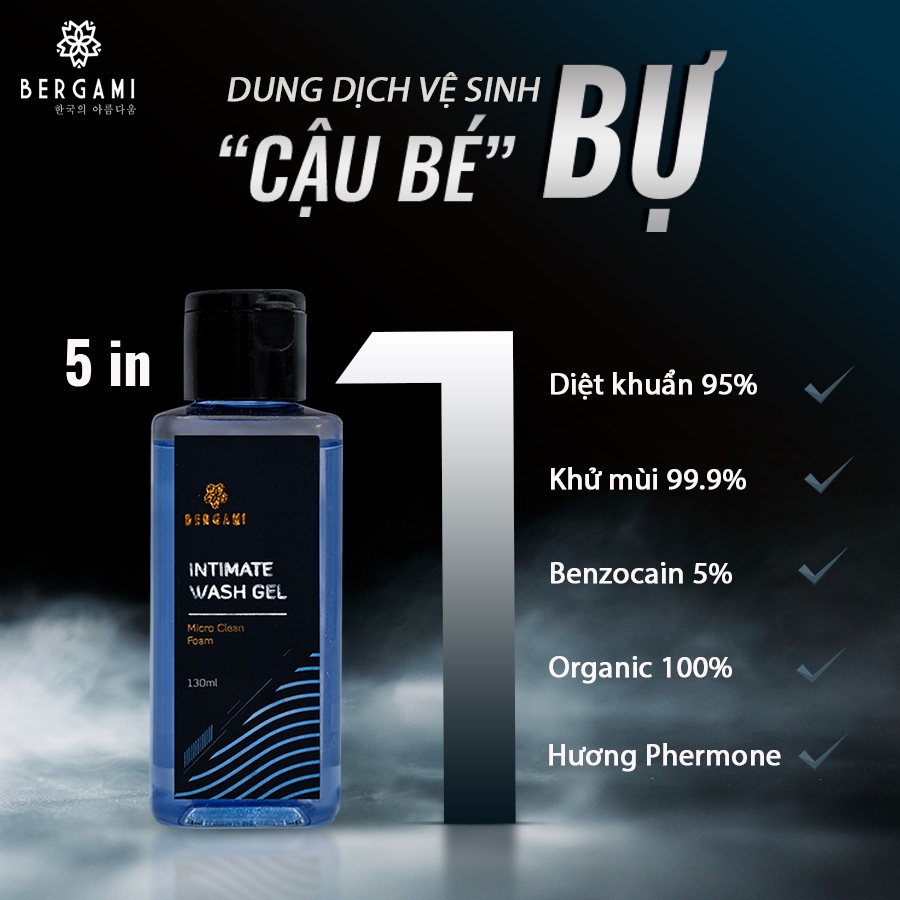 Bộ quà tặng Nam giới Bergami, Sữa tắm & Dầu gội hương nước hoa 330ml & Dung dịch vệ sinh Nam 130ml & Sữa rửa mặt 100ml