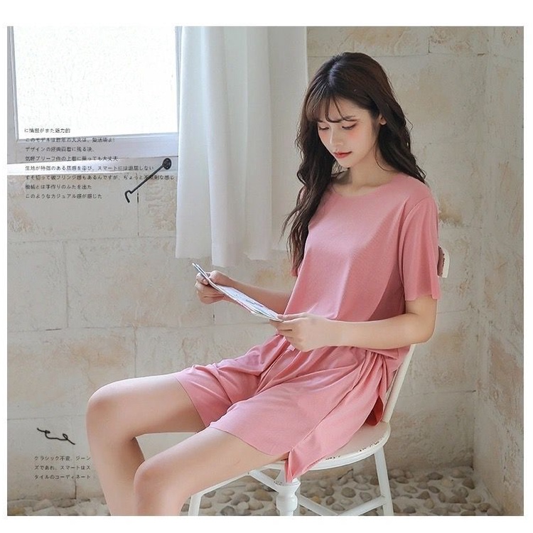 Bộ Đồ Ngủ Tay Ngắn Dáng Rộng Vải Lụa Lạnh Mỏng Cỡ Lớn Thời Trang Mùa Hè Cho Nữ