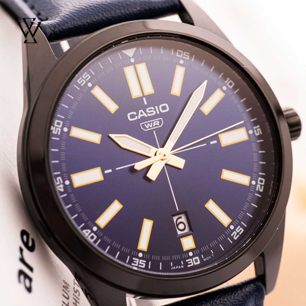 Đồng Hồ Quartz Nam Casio WATCHSTORE MTP-VD02BL-2EUDF Thiết Kế Kính Khoáng 41mm, Dây Đeo Da Và Vỏ Thép Không Gỉ
