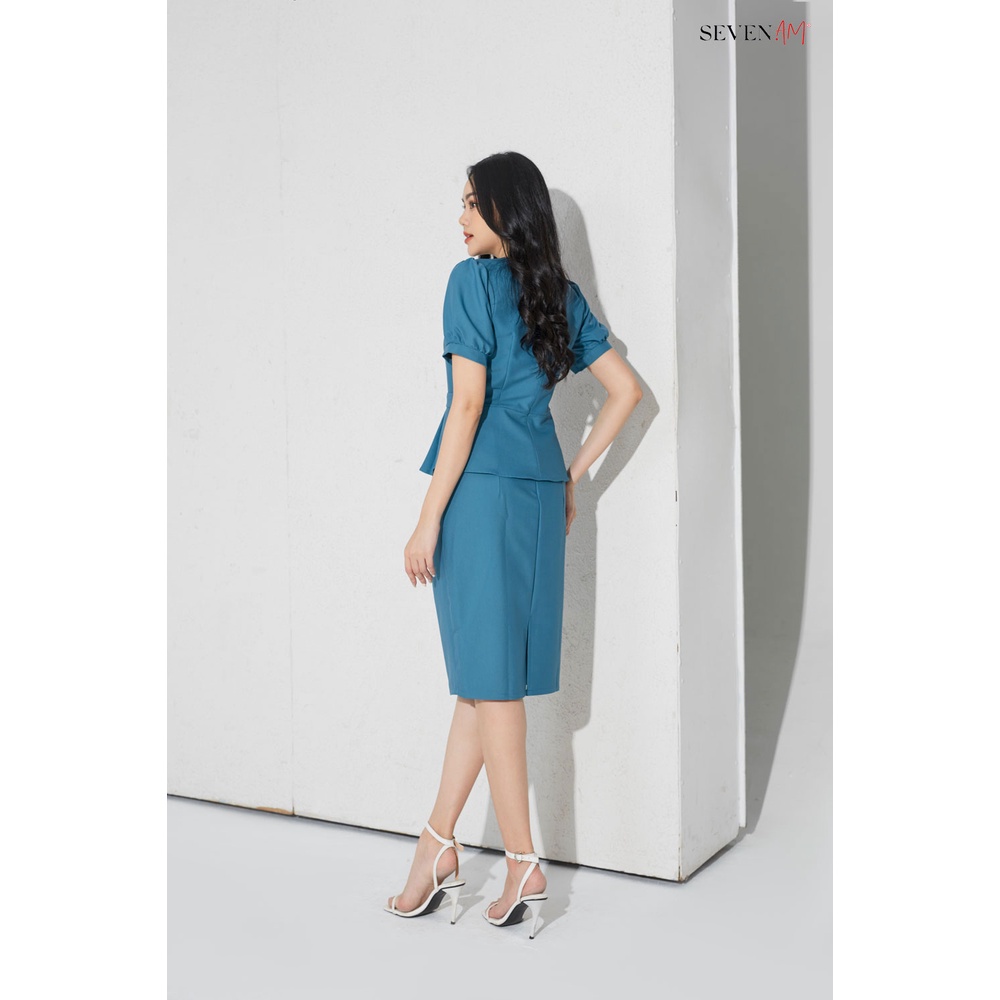 Chân Váy Juyp Dáng Ôm Seven.Am Chất Thô Màu Xanh FH710051