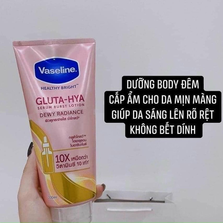 Sữa Dưỡng Thể Trắng Da Ngày Và Đêm Vaseline Healthy Bright Gluta HYA Serum Burst Lotion 10X 300ml
