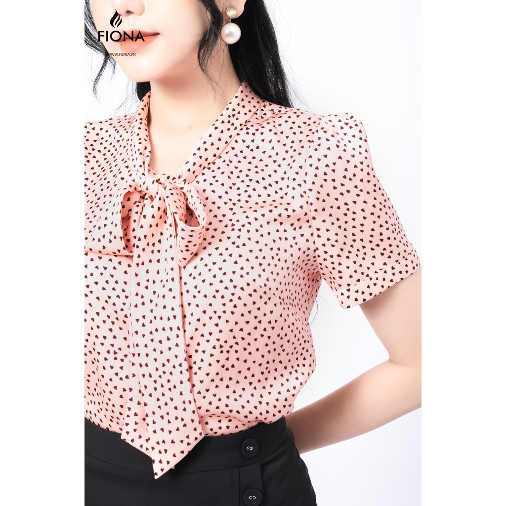 Sơmi nữ dáng suông cổ thắt nơ, tay bồng FIONA F551209