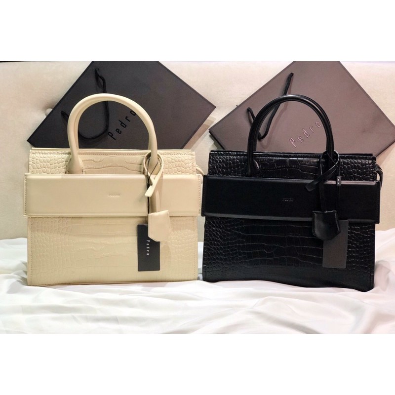 Túi Pedro tay cầm công sơ da rắn