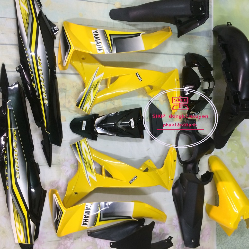 Dàn áo xe  Sirius RC -Full vỏ  nhựa xe sirius màu Vàng -mủ ABS loại 1