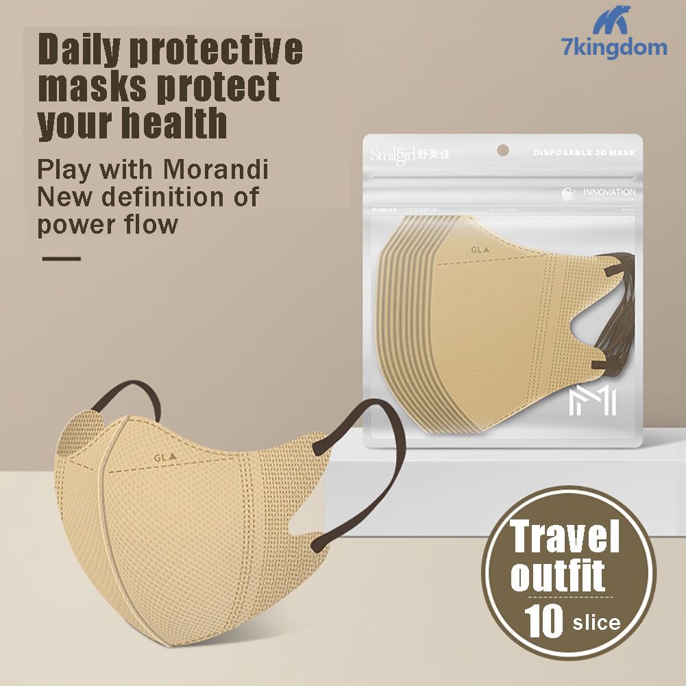 10PCS Morandi 3D dành cho người lớn mặt nạ ba-Hai lớp Mùa Hè Kem chống nắng chống bụi thở Mặt Nạ-Có Sẵn