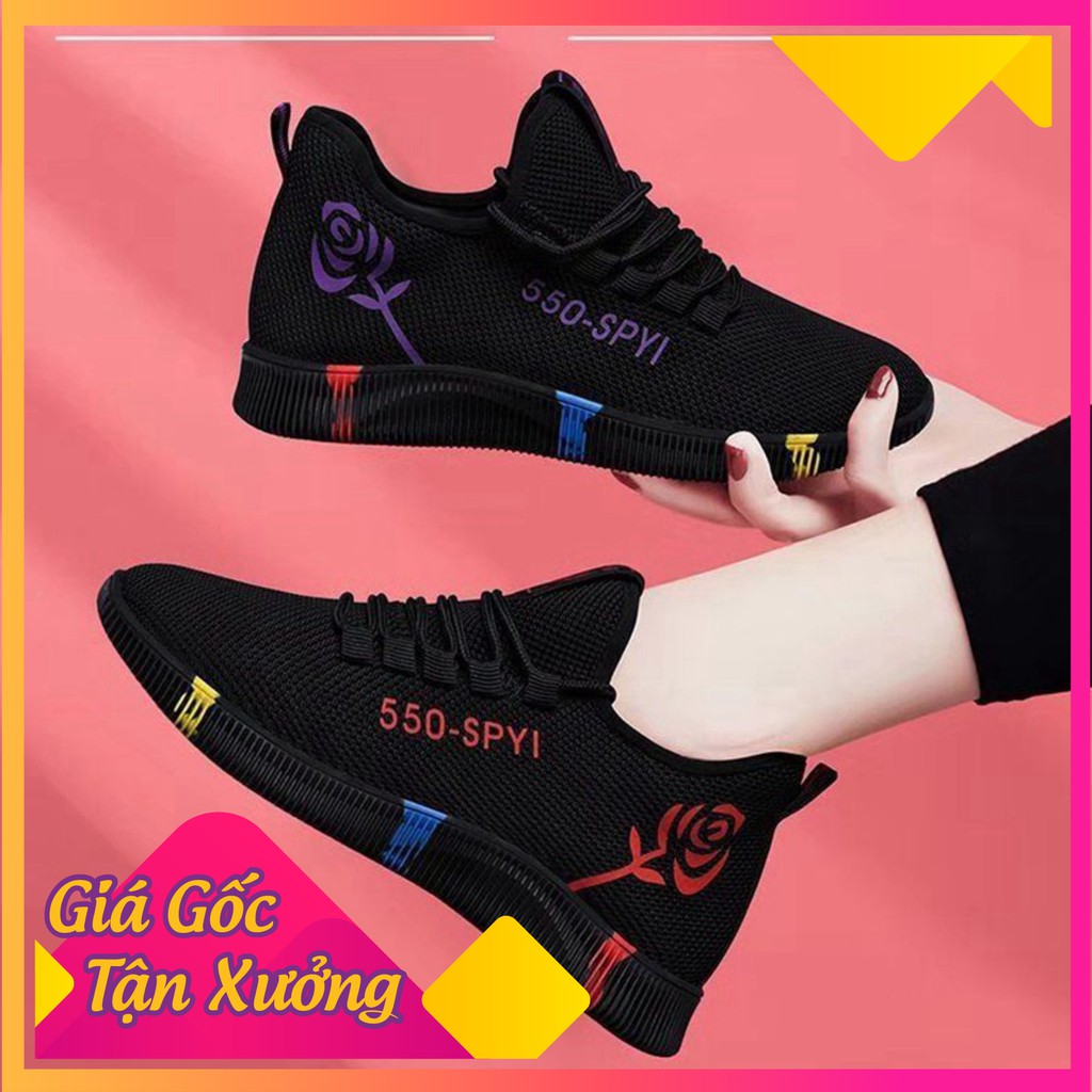 Giày thể thao cổ thấp năng động nam nữ in hoa hồng giày đi chơi, giày tập gym, 2 màu đỏ tím G6 giày thể thao rẻ đẹp bền | BigBuy360 - bigbuy360.vn