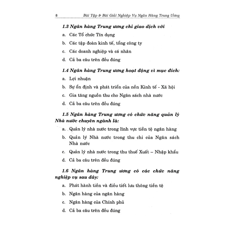 Sách - Bài Tập Và Bài Giải Nghiệp Vụ Ngân Hàng Trung Ương