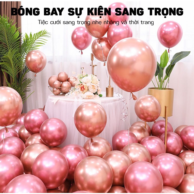 Set 10 Bóng Bay 2 Lớp Mạ Crom Siêu Nhũ Trang Trí Phòng Cưới, Sinh Nhật