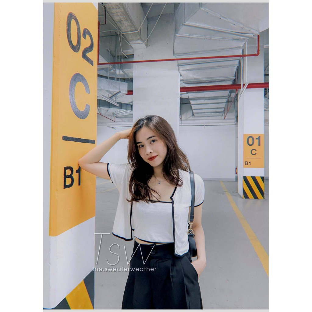 Set áo croptop viền 2 món (Ảnh thật)