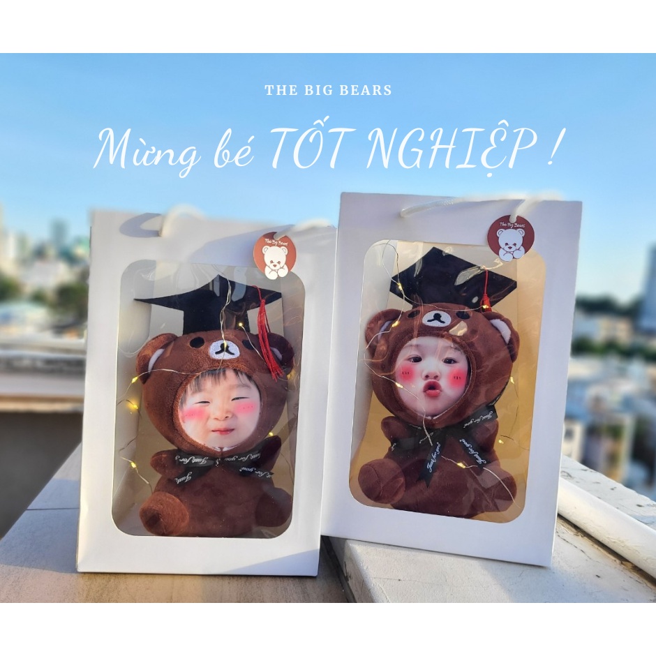 GẤU BÔNG TỐT NGHIỆP - SIZE 20-24CM - TÚI GIẤY / TÚI ĐÈN LẤP LÁNH
