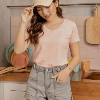 Áo cổ tim bershka cotton sớ gỗ