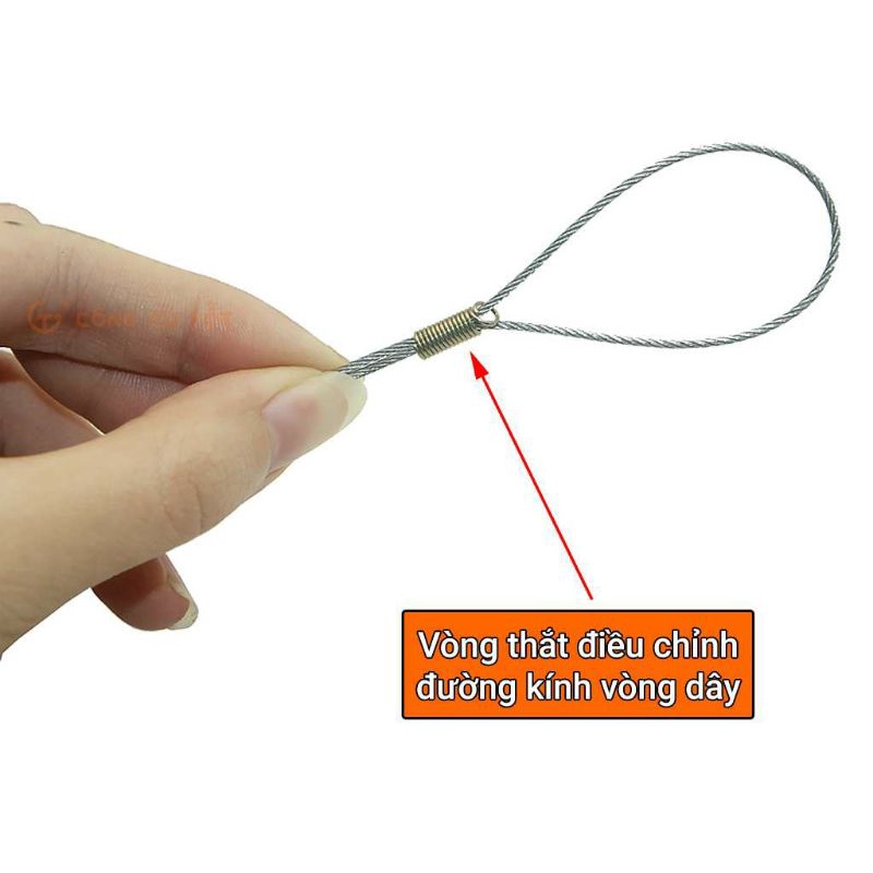 Dây thòng lọng thít dây điện vào dây mồi luồn ống gen