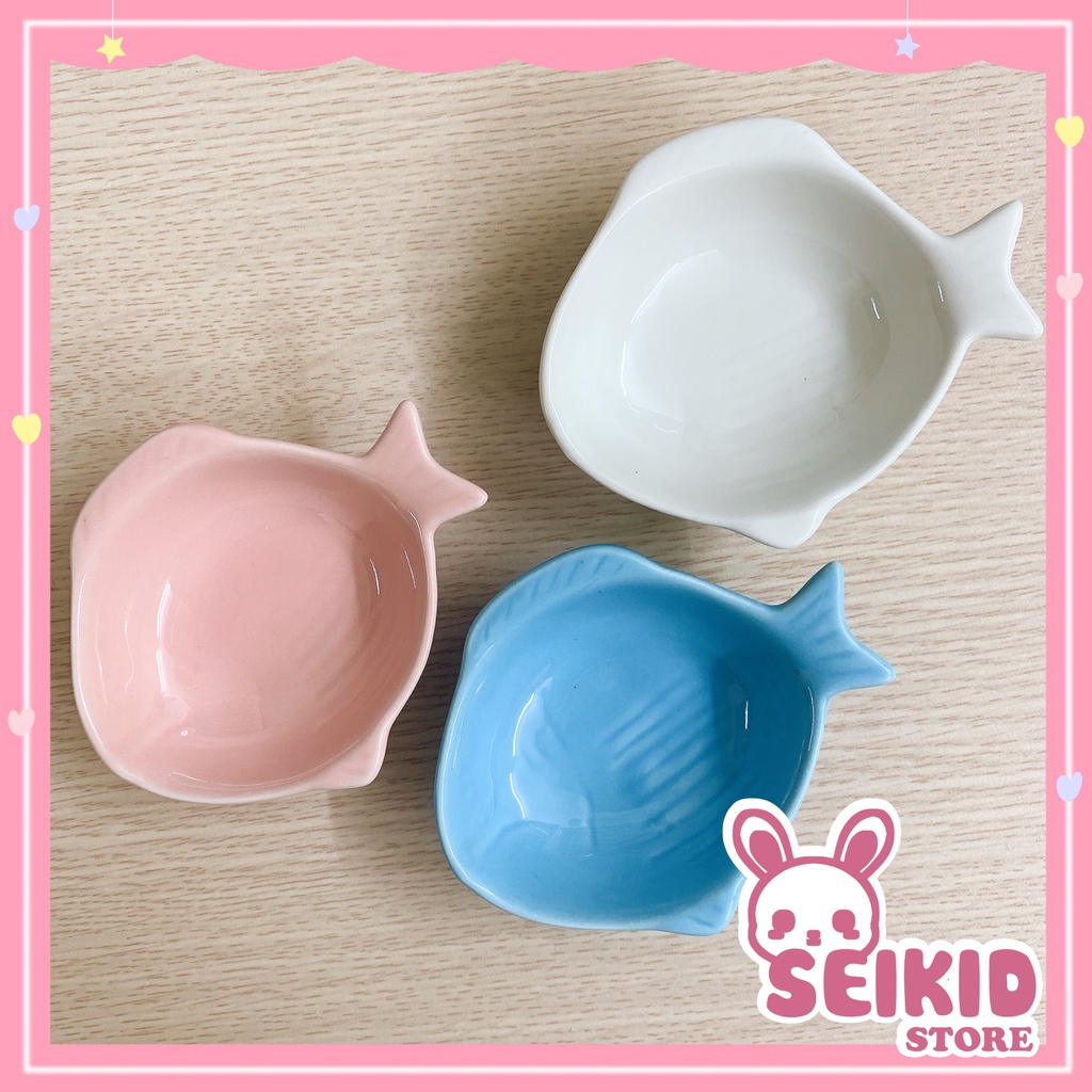 Bát sứ ăn dặm, đựng gia vị xinh xắn hình con cá đủ màu Seikid Store 50ml