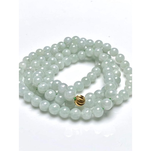 Vòng Tay 108 Hạt Màu Trắng Ngọc Ph¡ Thúy Size 6mm