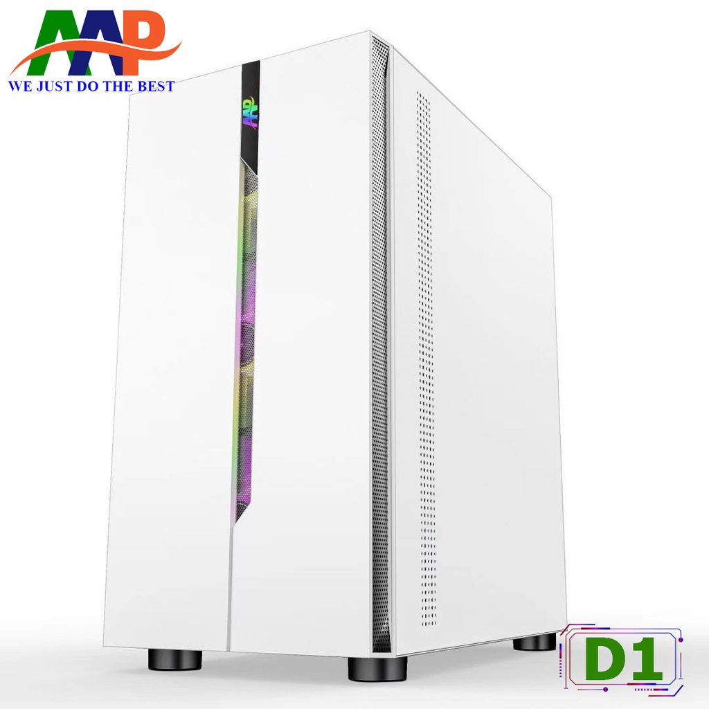 CASE AAP D1 Black/White GAMING Mặt trước dãy Led RGB (Hông Kính Cường Lực)