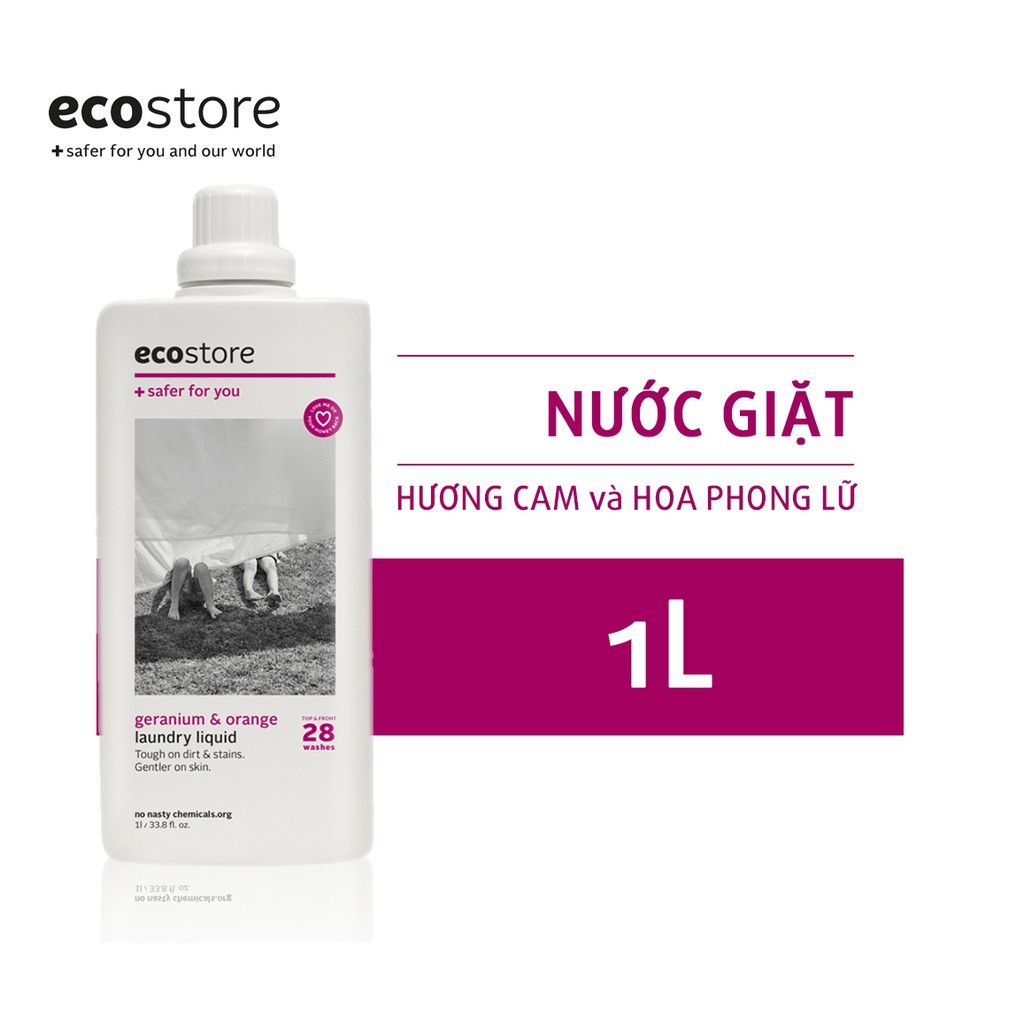 Nước giặt hương cam &amp; hoa phong lữ gốc thực vật Ecostore 1L