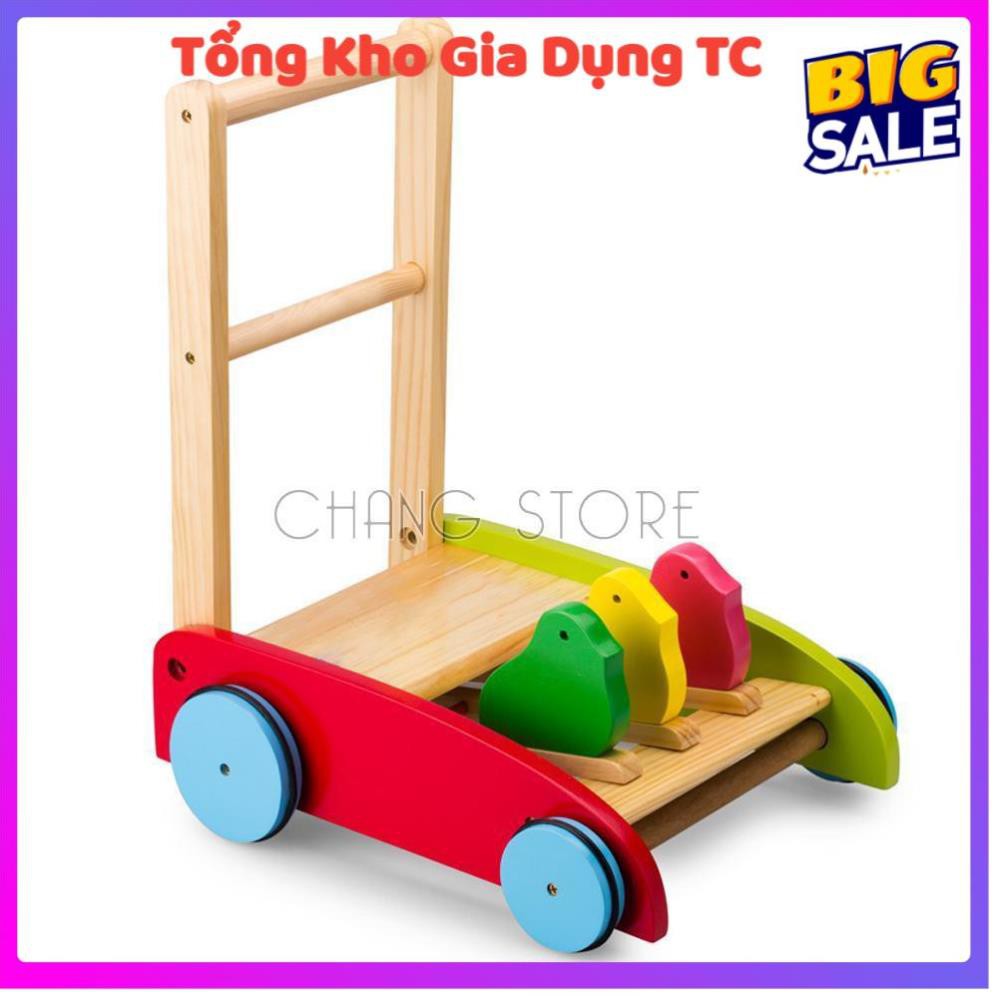 Xe tập đi cho bé, Xe gà, xe đẩy tập đi bằng gỗ giúp giữ thăng bằng, an toàn, dễ dàng sử dụng