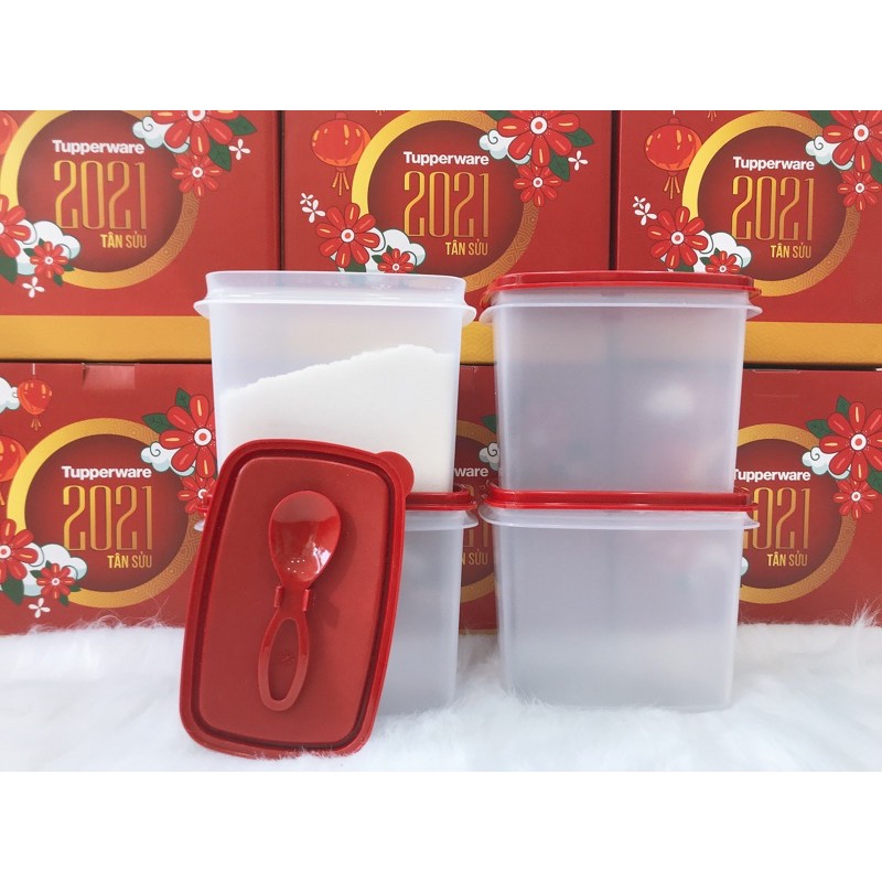 Tupperware &lt;3 Bộ hộp gia vị Shelf Saver With Spoon (4 hộp)