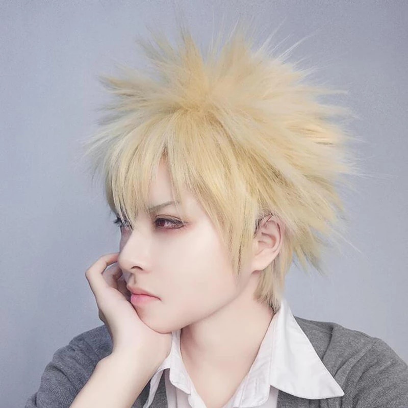 [Sẵn] Wig/ Tóc Giả cosplay Nhân Vật Bakugou Katsuki - Boku no Hero màu vàng tại [Miu Cosplay]
