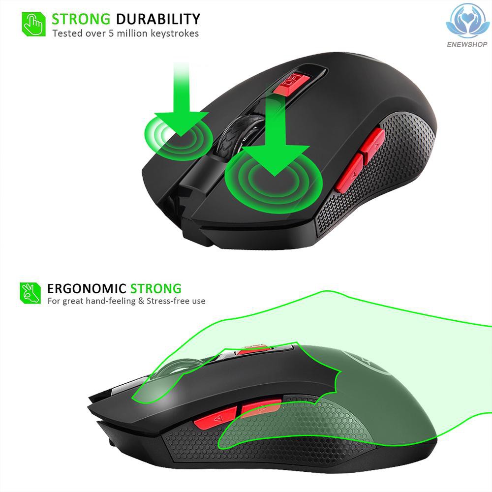 【enew】YWYT G817 Wireless Mouse 2.4G Wireless Gaming Mouse 2400DPI 6 Buttons Optical Ergonomic Mouse with USB Receiver for PC Laptop