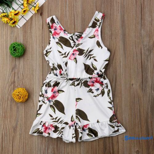 Set áo liền quần in hoa xinh xắn cho bé gái