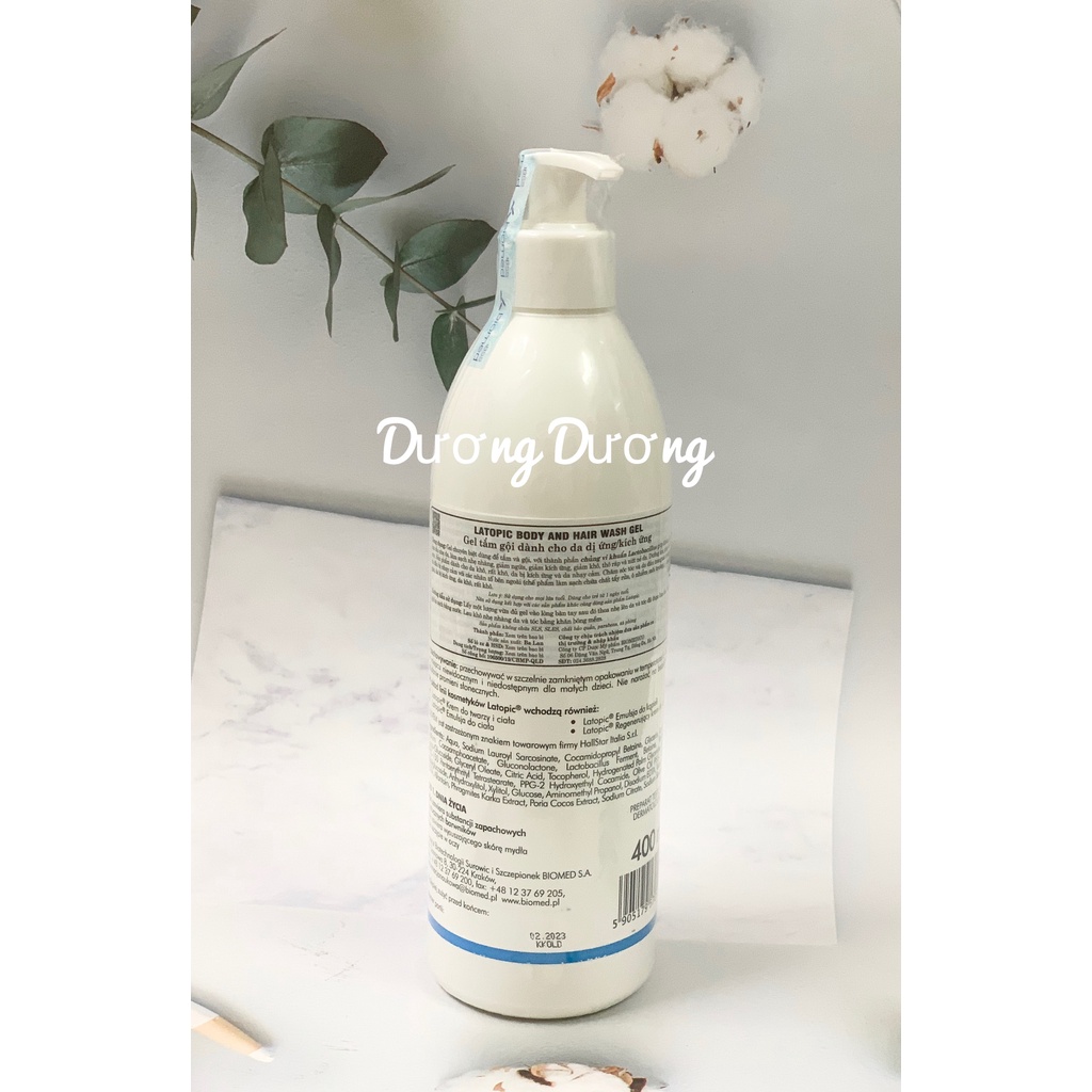 Gel tắm gội dành cho da dị ứng và kích ứng LATOPIC 400ml [Chính Hãng]