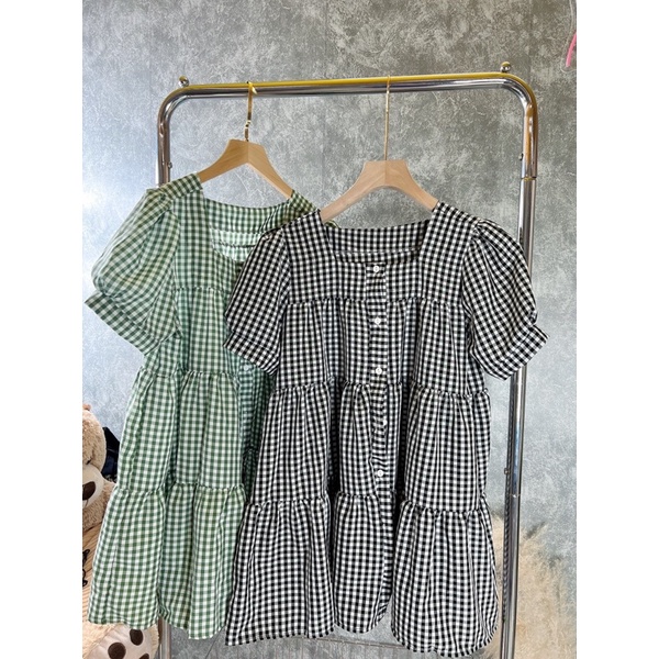set babydoll kẻ caro
