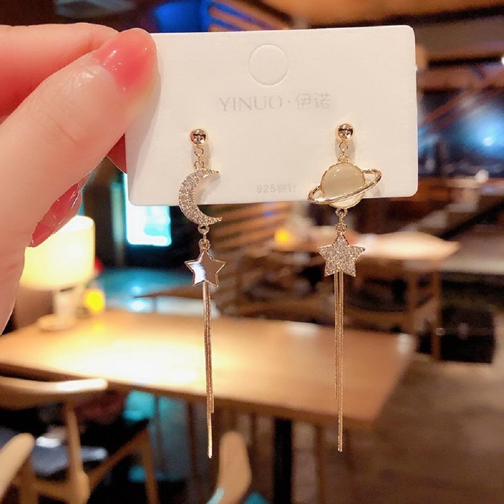 Bông Tai Dáng Dài Hình Mặt Trăng Thời Trang S925|Hành Tinh