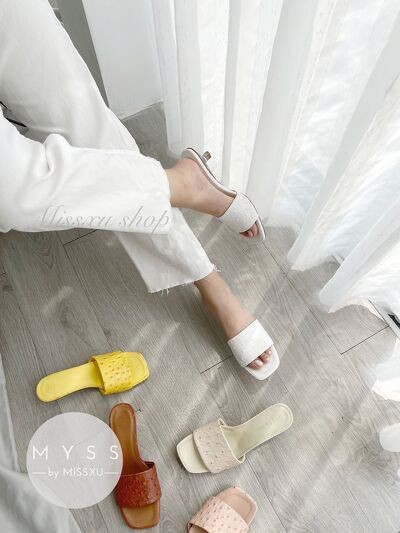 Giày guốc nữ quai ngang giả da đà điểu gót trong 3cm thời trang MYSS - SU107