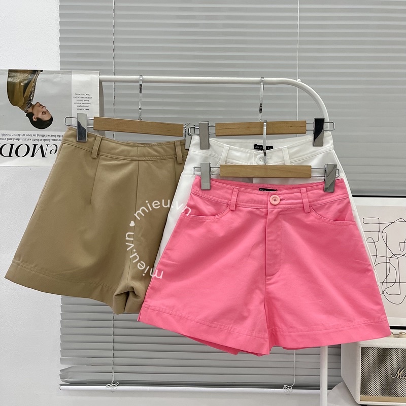 Quần short nữ MIEU kaki ống rộng lưng cao dáng xinh - HA01