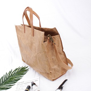 New waterproof simple kraft paper handbag printed shoulder bag large capacity female recommended personality special material