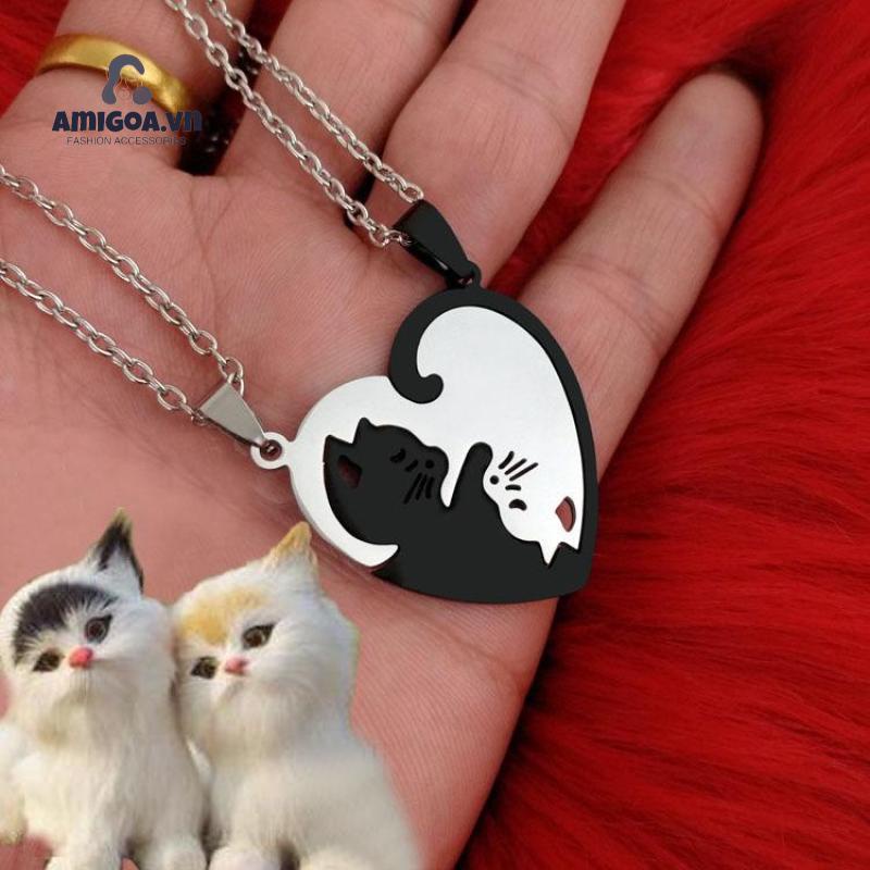 Vòng cổ Mặt Hình Mèo Bằng Thép Không Gỉ Thời Trang