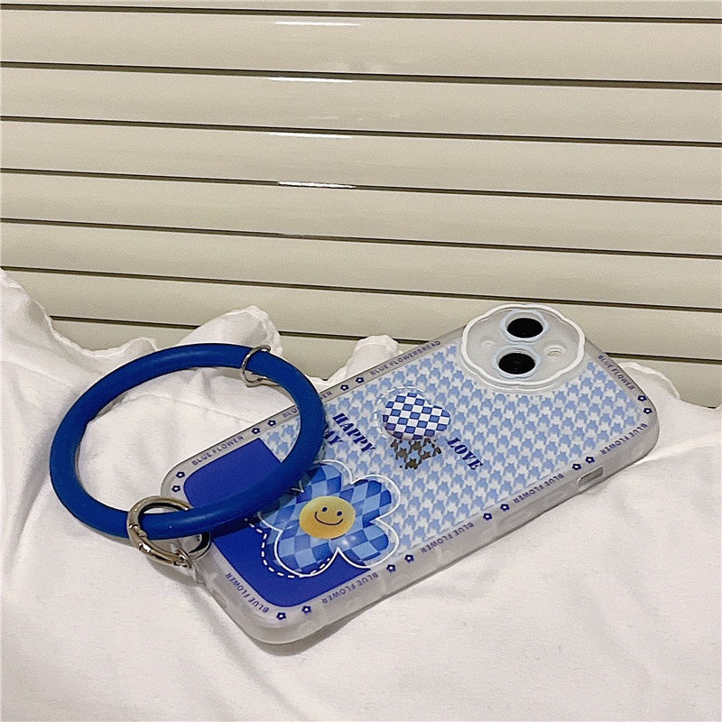 Ốp lưng iphone Ốp Điện Thoại Silicon Hình Hoa Mặt Cười Có Vòng Đeo Tay Cho Apple Iphone 13Promax iPhone14pro 78plus/X/XR// Promax/Mini Dinuo case