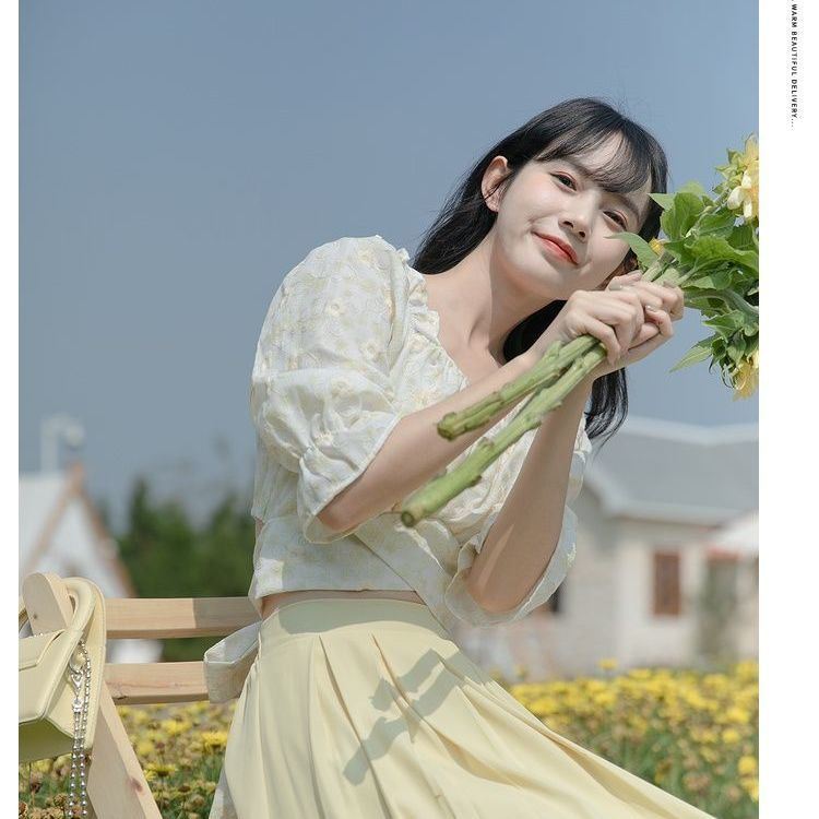 Áo Kiểu Tay Ngắn Cột Dây Sau Lưng In Họa Tiết Hoa Nghệ Thuật Dành Cho Nữ 2022