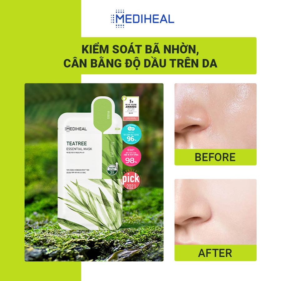 Mặt Nạ Mediheal Tinh Chất Trà Xanh Làm Giảm Mụn Teatree Essential Mask 25ml